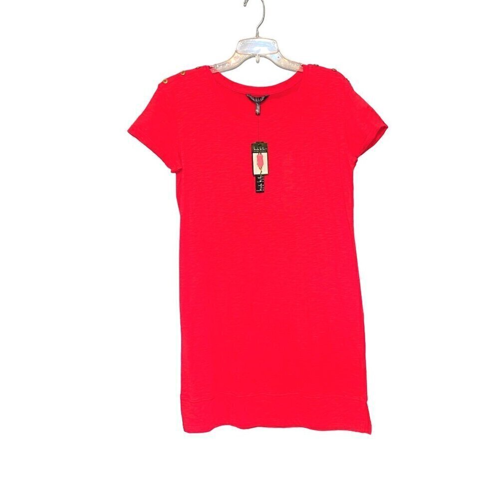 Nicole Miller Straight Shift Dress‎ Coral Dream Short Sleeve Women's Large NWT